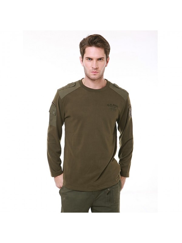 Men's T shirt Hiking Tee shirt Military Tactical Shirt Long Sleeve Tee Tshirt Top Outdoor Quick Dry Lightweight Breathable Sweat wicking Autumn / Fall Spring Summer Black Green Fishing Climbing #8642965