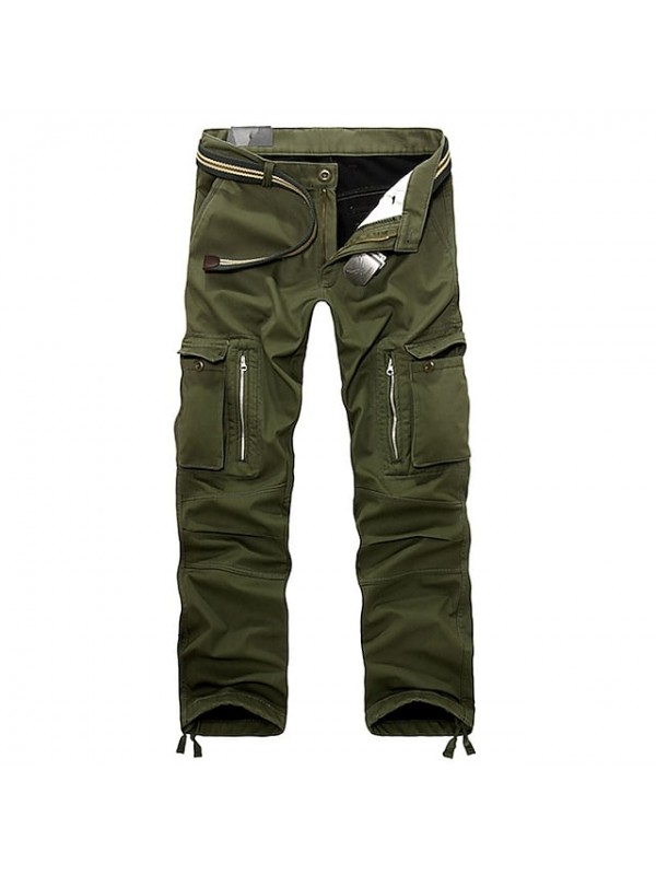 Men's Fleece Lined Pants Hiking Pants Trousers Work Pants Cargo Pants Track Pants Winter Outdoor Thermal Warm Windproof Fleece Lining Ripstop Bottoms khaki Black Army Green Fishing Climbing Running #8772675