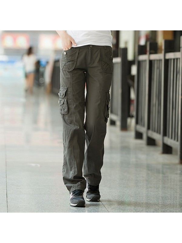 Women's Hiking Cargo Pants Hiking Pants Trousers Military Summer Outdoor Breathable Quick Dry Lightweight Multi Pockets Cotton Pants / Trousers Bottoms Army gray Green Black khaki Camping / Hiking #8996700