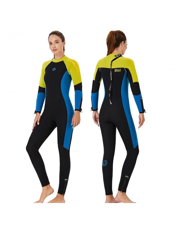 Dive&Sail Women's Full Wetsuit 5mm SCR Neoprene Diving Suit Quick Dry Stretchy Long Sleeve Back Zip - Swimming Diving Surfing Scuba Patchwork Autumn / Fall Spring Summer #8401839