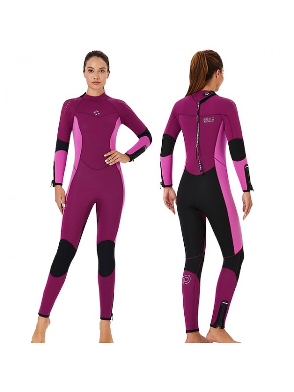 Dive&Sail Women's Full Wetsuit 5mm SCR Neoprene Diving Suit Quick Dry Stretchy Long Sleeve Back Zip - Swimming Diving Surfing Scuba Patchwork Autumn / Fall Spring Summer #8401839