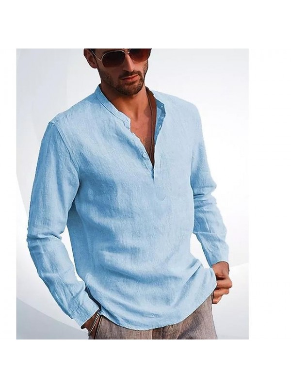 Men's Hiking Tee shirt Hiking Shirt / Button Down Shirts Henley Shirt Top Outdoor Breathable Quick Dry Lightweight Comfortable Spring Summer Light Blue Green White Fishing Climbing Beach #9027992