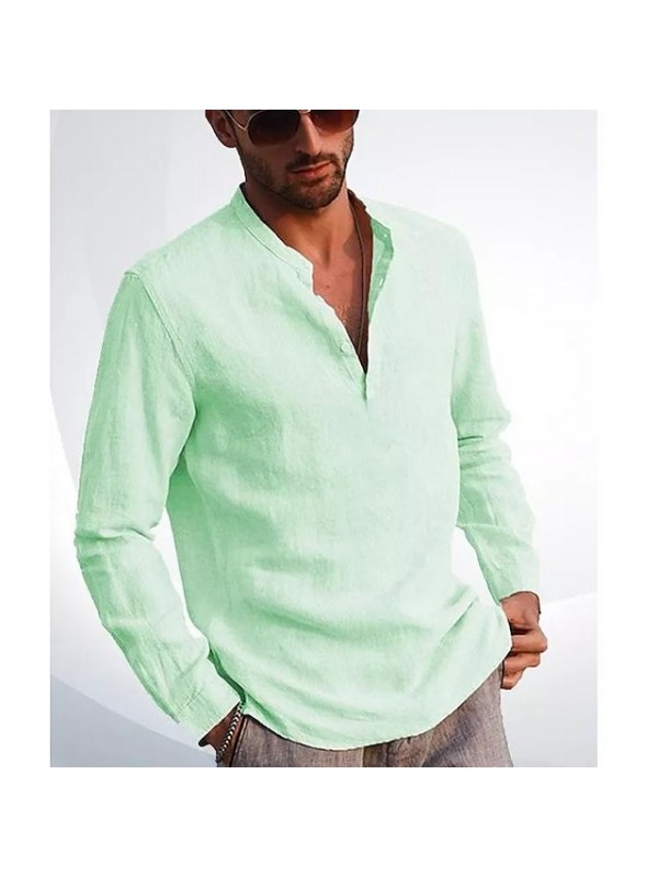 Men's Hiking Tee shirt Hiking Shirt / Button Down Shirts Henley Shirt Top Outdoor Breathable Quick Dry Lightweight Comfortable Spring Summer Light Blue Green White Fishing Climbing Beach #9027992