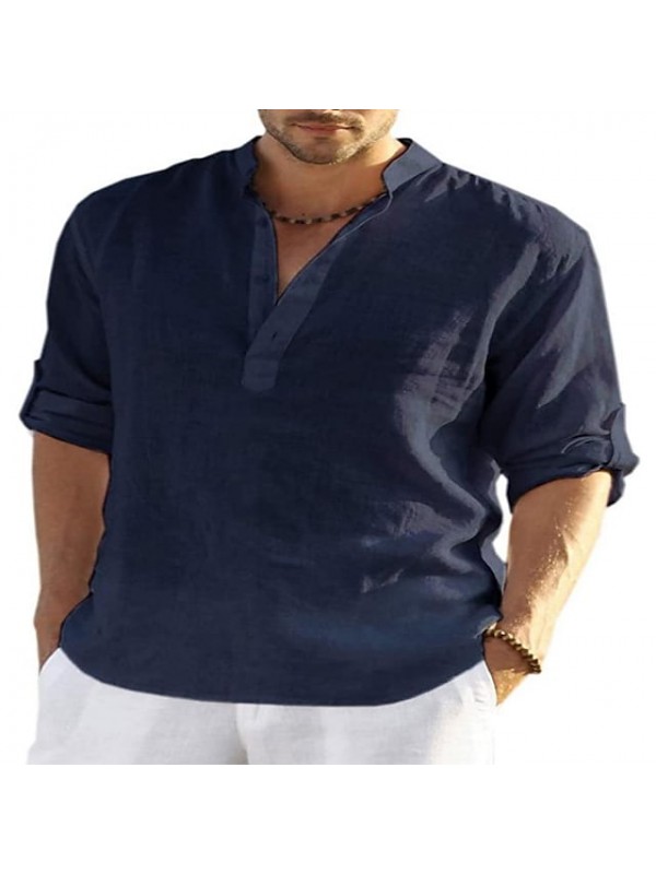 Men's Hiking Tee shirt Hiking Shirt / Button Down Shirts Henley Shirt Top Outdoor Breathable Quick Dry Lightweight Comfortable Spring Summer Light Blue Green White Fishing Climbing Beach #9027992