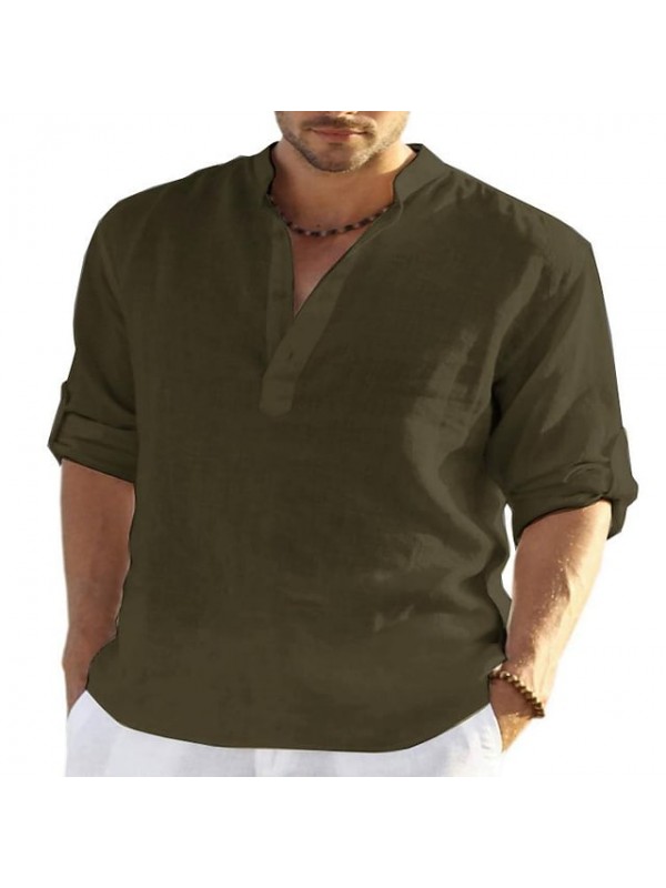 Men's Hiking Tee shirt Hiking Shirt / Button Down Shirts Henley Shirt Top Outdoor Breathable Quick Dry Lightweight Comfortable Spring Summer Light Blue Green White Fishing Climbing Beach #9027992