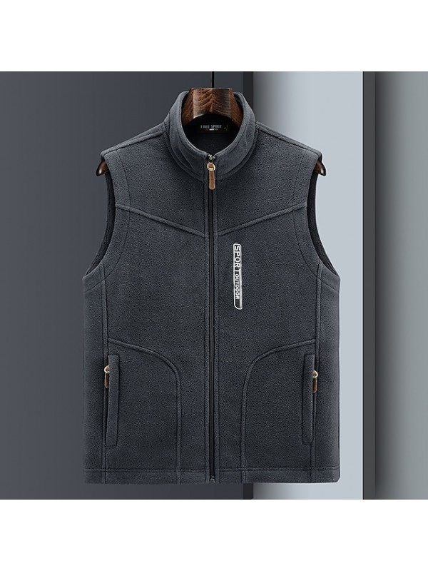 Men's Fishing Vest Hiking Fleece Vest Winter Outdoor Thermal Warm Windproof Fleece Lining Lightweight Outerwear Jacket Trench Coat Skiing Fishing Climbing Black Dark Gray Army Green Dark Blue #8809661