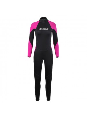 Women's Full Wetsuit 2mm Nylon SCR Neoprene Diving Suit Thermal Warm Quick Dry High Elasticity Long Sleeve Back Zip - Swimming Diving Surfing Patchwork Autumn / Fall Winter Spring / Summer #8680770