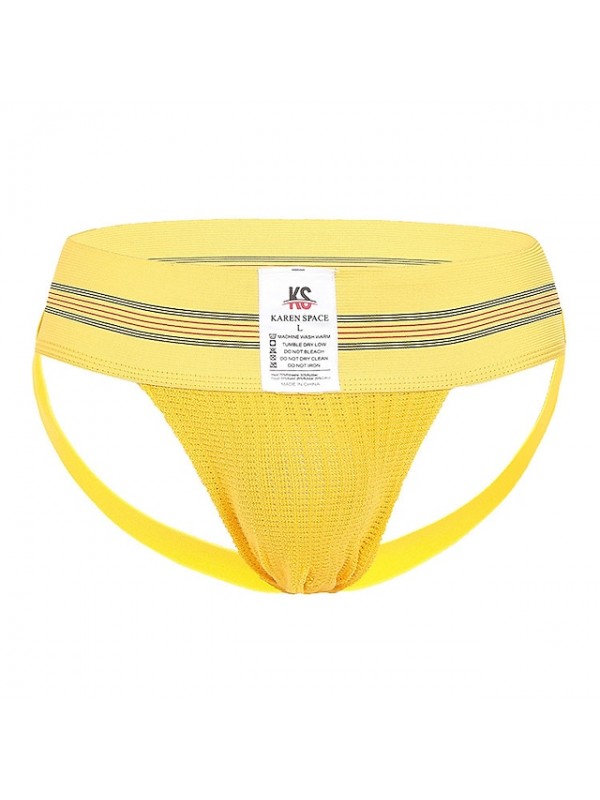 Men's Jockstrap Athletic Supporters Athleisure Underwear Briefs Bottoms Nylon Winter Fitness Gym Workout Performance Running Training Quick Dry Breathable Soft Sport Fashion Yellow Blue White Black #8129338