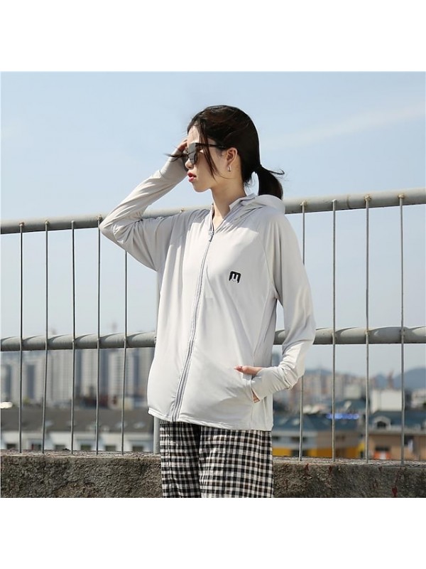 Women's Hiking Windbreaker Spandex Elastane Summer Outdoor Solid Color Anti-Mosquito Breathable Ultraviolet Resistant Stretchy Windbreaker Full Length Visible Zipper Ventilation Zip Hunting Fishing #9023522