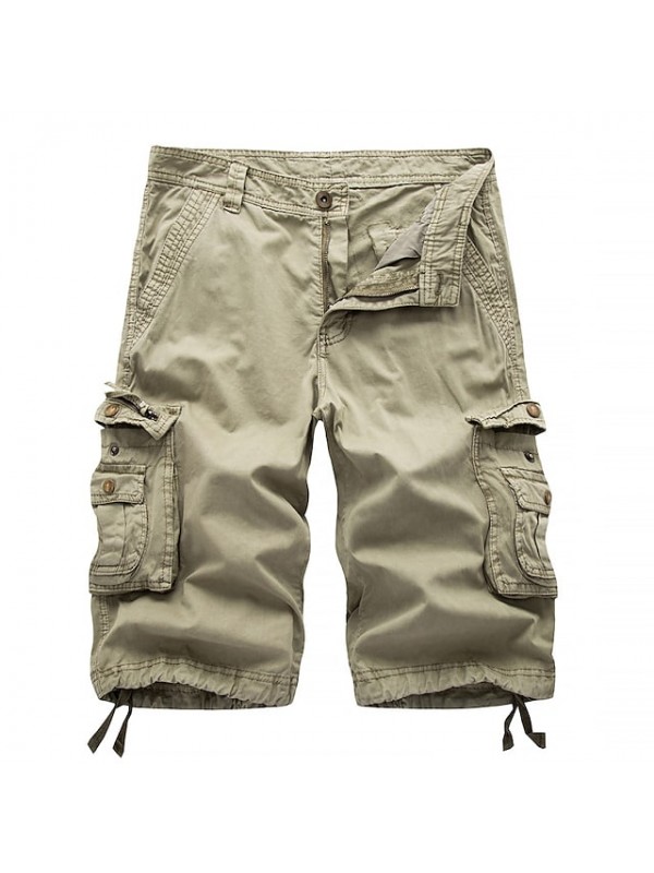 Men's Hiking Cargo Shorts Tactical Shorts Ventilation Wearproof Soft Summer Solid Colored Cotton for Fishing Hiking Outdoor Exercise White gray Dark Gray khaki 30 31 32 34 36 #8584652