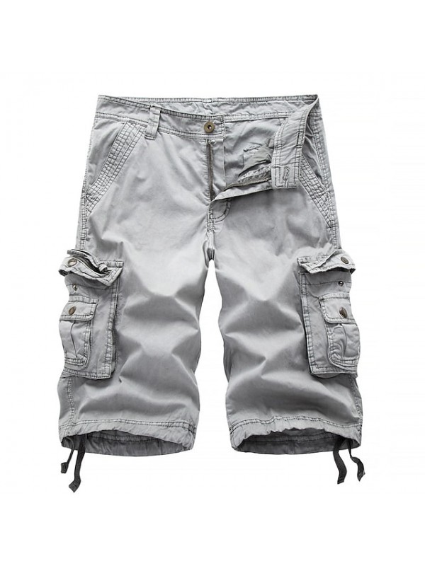 Men's Hiking Cargo Shorts Tactical Shorts Ventilation Wearproof Soft Summer Solid Colored Cotton for Fishing Hiking Outdoor Exercise White gray Dark Gray khaki 30 31 32 34 36 #8584652