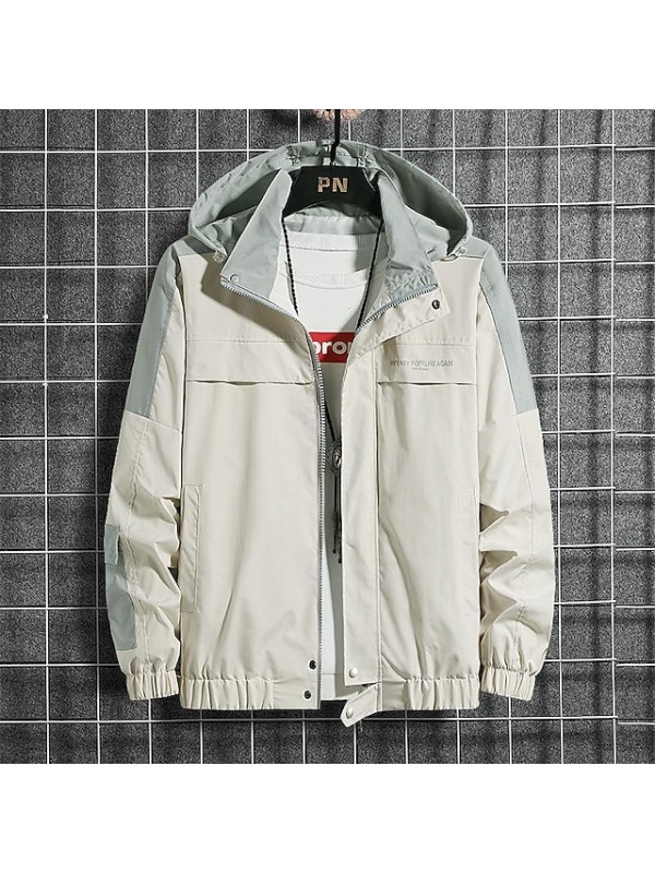 Men's Hiking Jacket Hiking Windbreaker Summer Outdoor Breathable Lightweight Soft Comfortable Outerwear Trench Coat Top Fishing Climbing Running Black Yellow Apricot / Camping / Hiking / Caving #9024403