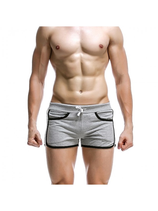 SEOBEAN? Men's Running Shorts Sports & Outdoor Shorts Underwear Shorts Briefs Drawstring Stripe Nylon Summer Fitness Running Jogging Breathable Quick Dry Soft Sport Color Block Black Dark Blue Blue #7910098