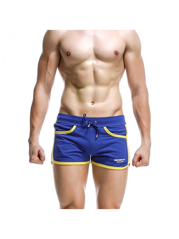 SEOBEAN? Men's Running Shorts Sports & Outdoor Shorts Underwear Shorts Briefs Drawstring Stripe Nylon Summer Fitness Running Jogging Breathable Quick Dry Soft Sport Color Block Black Dark Blue Blue #7910098