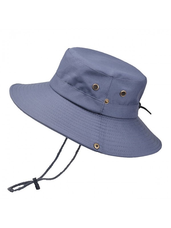 Men's Sun Hat Fishing Hat Fisherman Hat Hiking Hat 1 pcs Wide Brim Winter Summer Outdoor Portable Sunscreen UV Resistant UV Protection Hat Solid Color Cotton Army Green Dark Gray Khaki for Camping #7972178