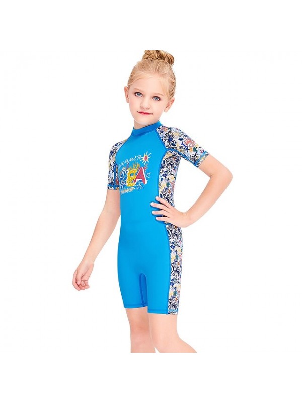 Dive&Sail Girls' Rash Guard Dive Skin Suit Swimsuit UV Sun Protection UPF50+ Breathable Stretchy Short Sleeve Back Zip - Swimming Diving Surfing Snorkeling Patchwork Summer / Quick Dry / Quick Dry #8373724