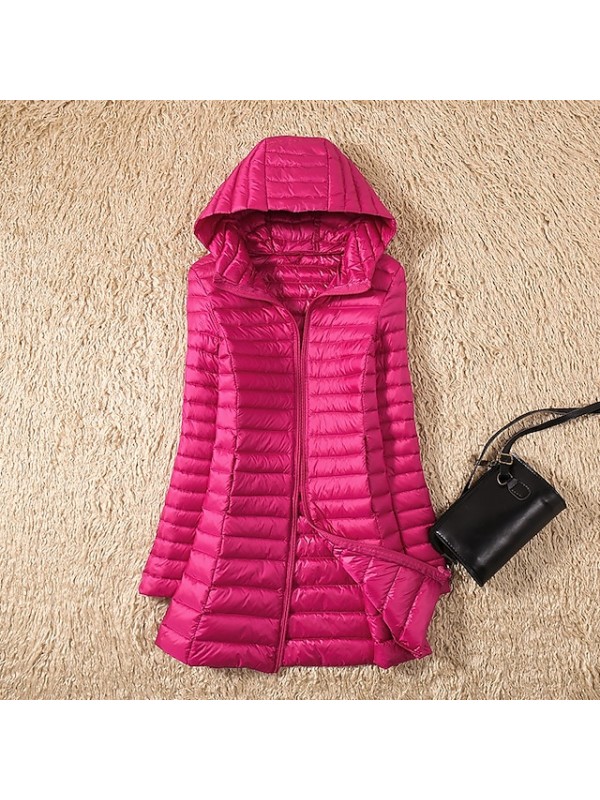 womens hoodie down jacket lightweight slim fit puffer packable padded jacket coat windproof outwear autumn and winter rose #8385134