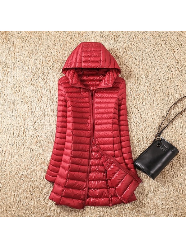 womens hoodie down jacket lightweight slim fit puffer packable padded jacket coat windproof outwear autumn and winter rose #8385134