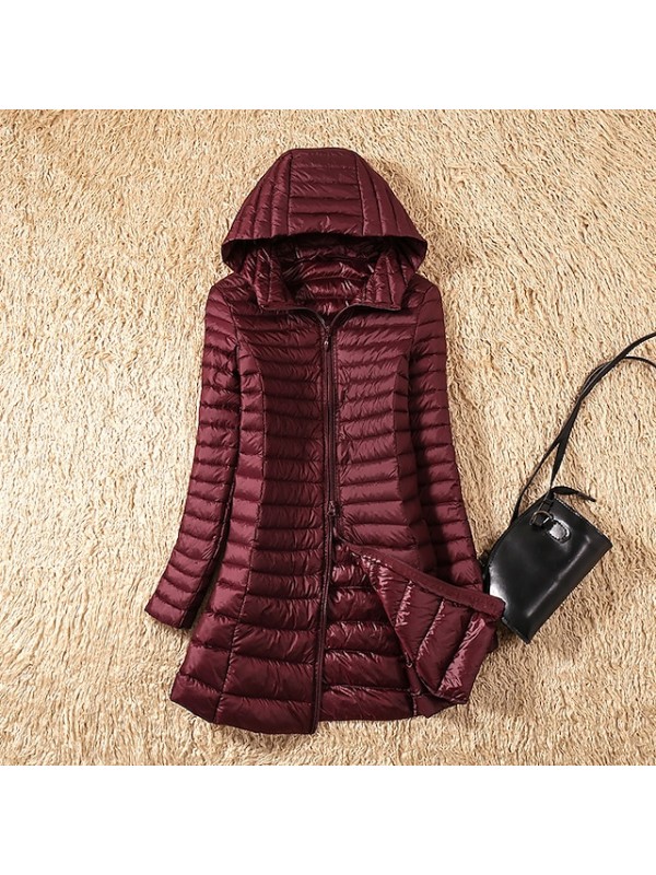 womens hoodie down jacket lightweight slim fit puffer packable padded jacket coat windproof outwear autumn and winter rose #8385134