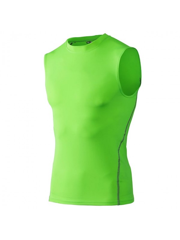 YUERLIAN Men's Sleeveless Compression Tank Top Base Layer Athletic Winter Elastane Quick Dry Stretchy Sweat wicking Gym Workout Exercise & Fitness Basketball Running Sportswear Solid Colored Neon #6039716