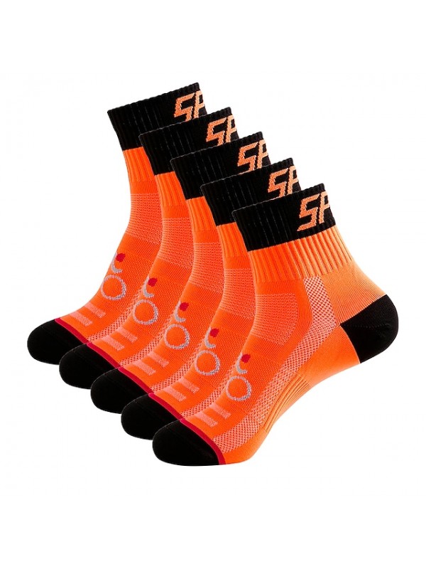 Compression Socks Athletic Sports Socks Crew Socks Cycling Socks Men's Football / Soccer Cycling / Bike Breathable Wearable 1 Pair Winter Solid Color Chinlon Black White Orange M L XL #5298265