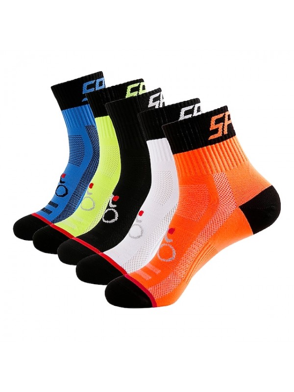 Compression Socks Athletic Sports Socks Crew Socks Cycling Socks Men's Football / Soccer Cycling / Bike Breathable Wearable 1 Pair Winter Solid Color Chinlon Black White Orange M L XL #5298265