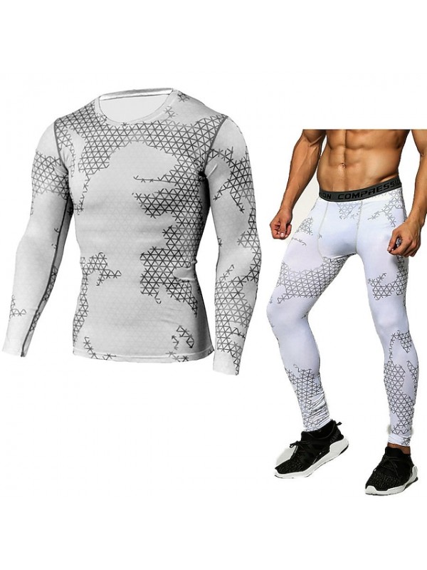 JACK CORDEE Men's Activewear Set Workout Outfits Compression Suit Athletic Winter Thermal Warm Windproof Fitness Gym Workout Basketball Running Sportswear Skinny Blue and White White Black Red Army #7643895