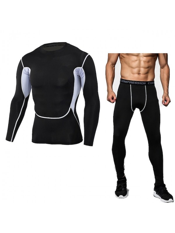 JACK CORDEE Men's Activewear Set Workout Outfits Compression Suit Athletic Winter Thermal Warm Windproof Fitness Gym Workout Basketball Running Sportswear Skinny Blue and White White Black Red Army #7643895