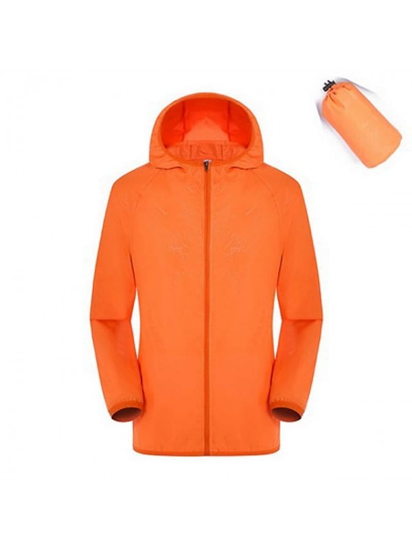 Men's Unisex Hiking Jacket Hiking Windbreaker Summer Outdoor Solid Color Packable Breathable Jacket SBS Zipper Camping / Hiking Fishing Climbing Yellow Fuchsia Pink Green Sky Blue Hiking Jackets #6619241