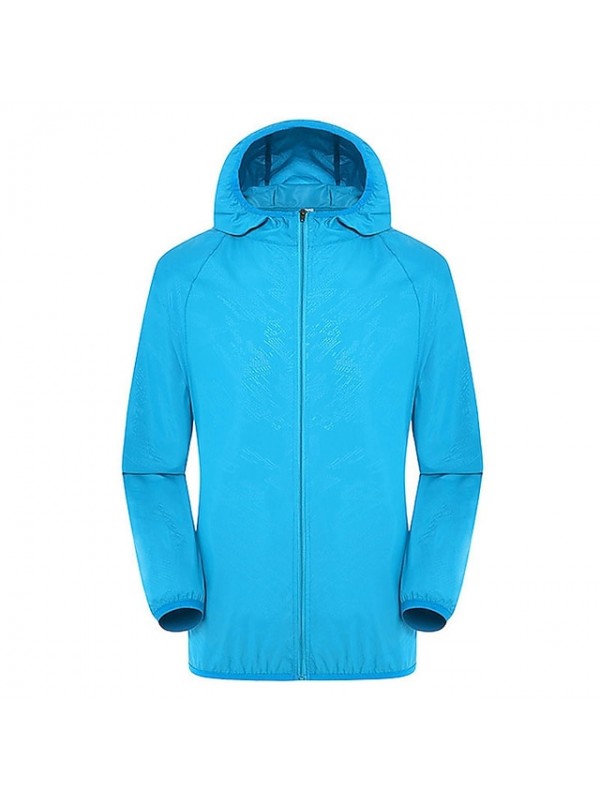 Men's Unisex Hiking Jacket Hiking Windbreaker Summer Outdoor Solid Color Packable Breathable Jacket SBS Zipper Camping / Hiking Fishing Climbing Yellow Fuchsia Pink Green Sky Blue Hiking Jackets #6619241