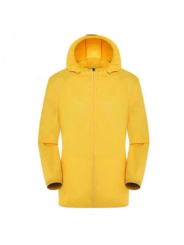 Men's Unisex Hiking Jacket Hiking Windbreaker Summer Outdoor Solid Color Packable Breathable Jacket SBS Zipper Camping / Hiking Fishing Climbing Yellow Fuchsia Pink Green Sky Blue Hiking Jackets #6619241