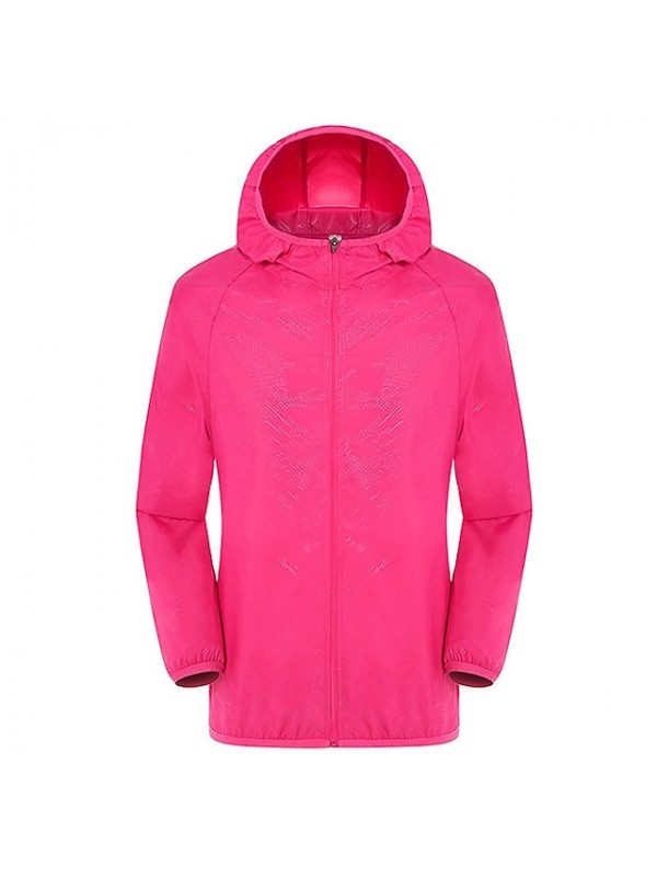Men's Unisex Hiking Jacket Hiking Windbreaker Summer Outdoor Solid Color Packable Breathable Jacket SBS Zipper Camping / Hiking Fishing Climbing Yellow Fuchsia Pink Green Sky Blue Hiking Jackets #6619241