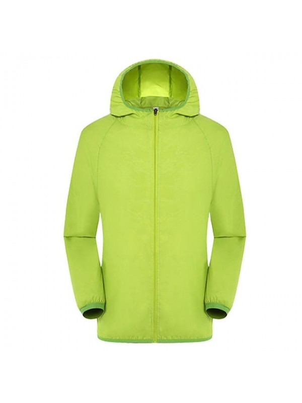 Men's Unisex Hiking Jacket Hiking Windbreaker Summer Outdoor Solid Color Packable Breathable Jacket SBS Zipper Camping / Hiking Fishing Climbing Yellow Fuchsia Pink Green Sky Blue Hiking Jackets #6619241