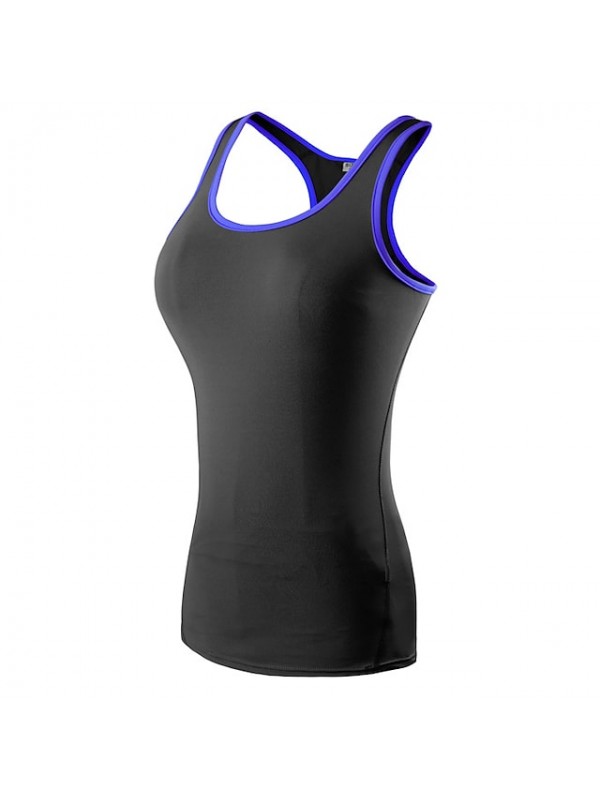 YUERLIAN Women's Sleeveless Running Shirt Compression Tank Top Racerback Vest / Gilet Base Layer Top Athletic Spandex Breathable Quick Dry Gym Workout Running Jogging Sportswear Solid Colored Black #6604626