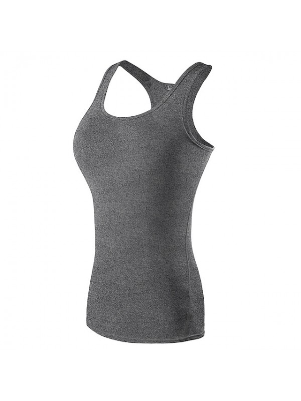 YUERLIAN Women's Sleeveless Running Shirt Compression Tank Top Racerback Vest / Gilet Base Layer Top Athletic Spandex Breathable Quick Dry Gym Workout Running Jogging Sportswear Solid Colored Black #6604626