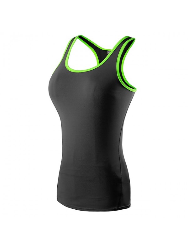 YUERLIAN Women's Sleeveless Running Shirt Compression Tank Top Racerback Vest / Gilet Base Layer Top Athletic Spandex Breathable Quick Dry Gym Workout Running Jogging Sportswear Solid Colored Black #6604626