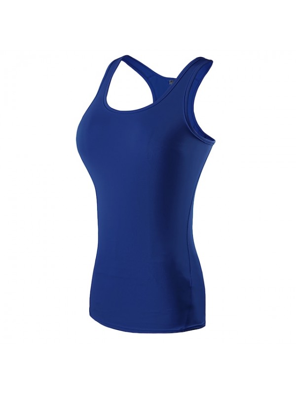 YUERLIAN Women's Sleeveless Running Shirt Compression Tank Top Racerback Vest / Gilet Base Layer Top Athletic Spandex Breathable Quick Dry Gym Workout Running Jogging Sportswear Solid Colored Black #6604626