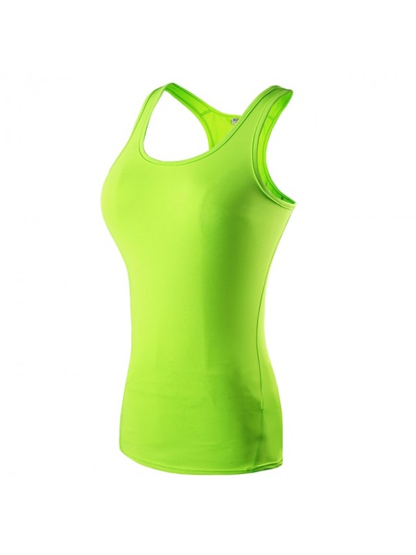 YUERLIAN Women's Sleeveless Running Shirt Compression Tank Top Racerback Vest / Gilet Base Layer Top Athletic Spandex Breathable Quick Dry Gym Workout Running Jogging Sportswear Solid Colored Black #6604626