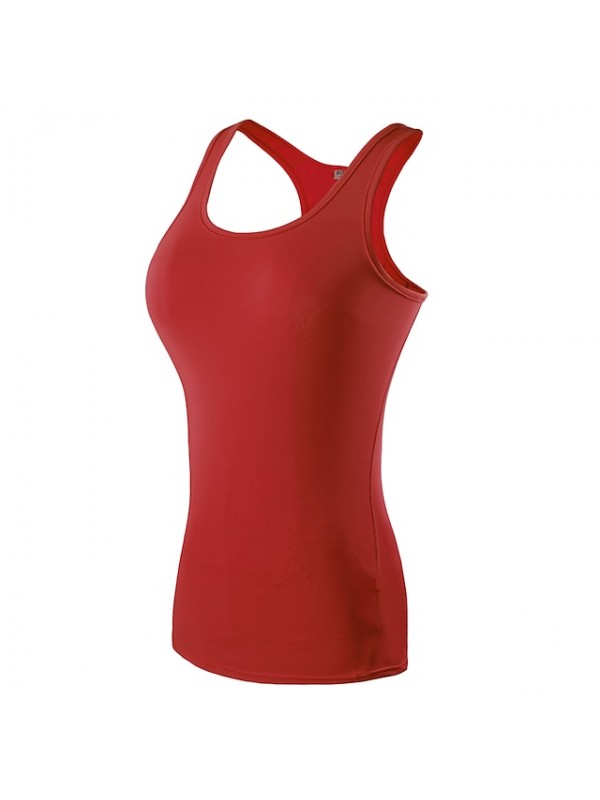 YUERLIAN Women's Sleeveless Running Shirt Compression Tank Top Racerback Vest / Gilet Base Layer Top Athletic Spandex Breathable Quick Dry Gym Workout Running Jogging Sportswear Solid Colored Black #6604626