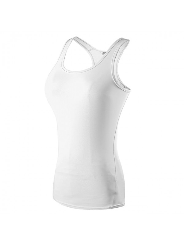 YUERLIAN Women's Sleeveless Running Shirt Compression Tank Top Racerback Vest / Gilet Base Layer Top Athletic Spandex Breathable Quick Dry Gym Workout Running Jogging Sportswear Solid Colored Black #6604626