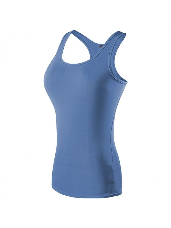 YUERLIAN Women's Sleeveless Running Shirt Compression Tank Top Racerback Vest / Gilet Base Layer Top Athletic Spandex Breathable Quick Dry Gym Workout Running Jogging Sportswear Solid Colored Black #6604626