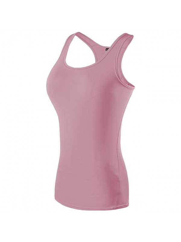 YUERLIAN Women's Sleeveless Running Shirt Compression Tank Top Racerback Vest / Gilet Base Layer Top Athletic Spandex Breathable Quick Dry Gym Workout Running Jogging Sportswear Solid Colored Black #6604626