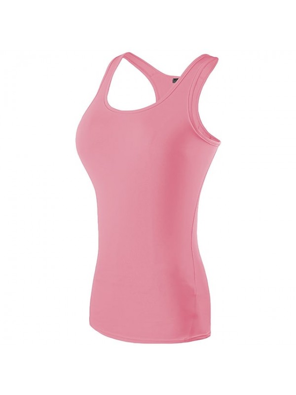 YUERLIAN Women's Sleeveless Running Shirt Compression Tank Top Racerback Vest / Gilet Base Layer Top Athletic Spandex Breathable Quick Dry Gym Workout Running Jogging Sportswear Solid Colored Black #6604626