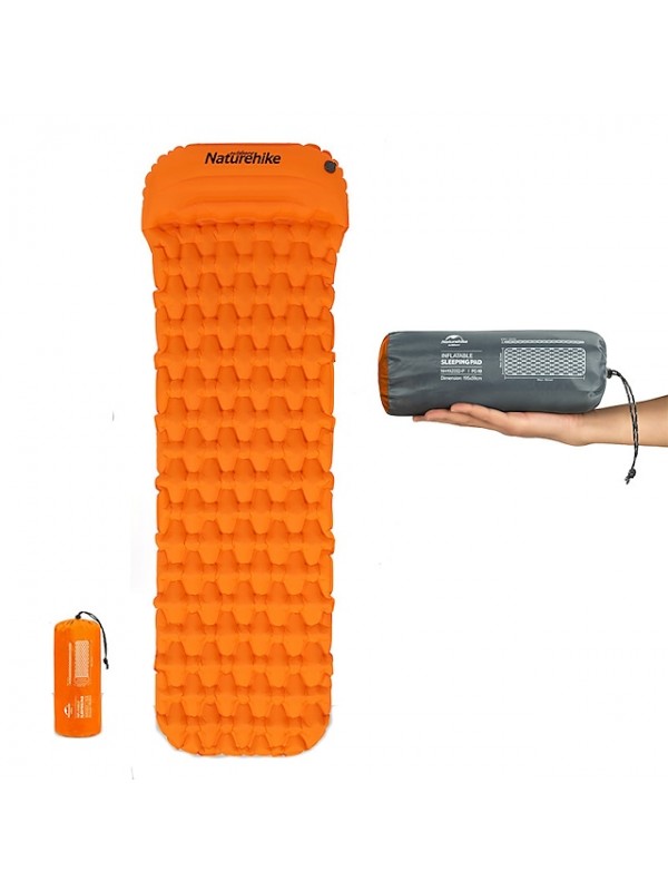 Naturehike Inflatable Sleeping Pad Camping Pad Air Pad with Pillow Outdoor Camping Portable Ultra Light (UL) Moistureproof Anti-tear TPU Nylon 198*59 cm for 1 person Camping / Hiking Fishing Beach #5987699