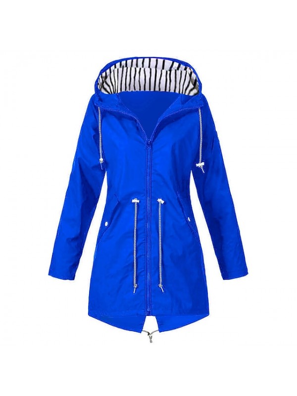 Women's Hoodie Jacket Waterproof Hiking Jacket Raincoat Rain Jacket Winter Outdoor Thermal Warm Windproof Lightweight Breathable Windbreaker Coat Top Camping Fishing Casual Blue Yellow Black Red Navy #8356277