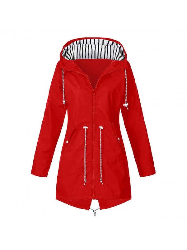 Women's Hoodie Jacket Waterproof Hiking Jacket Raincoat Rain Jacket Winter Outdoor Thermal Warm Windproof Lightweight Breathable Windbreaker Coat Top Camping Fishing Casual Blue Yellow Black Red Navy #8356277