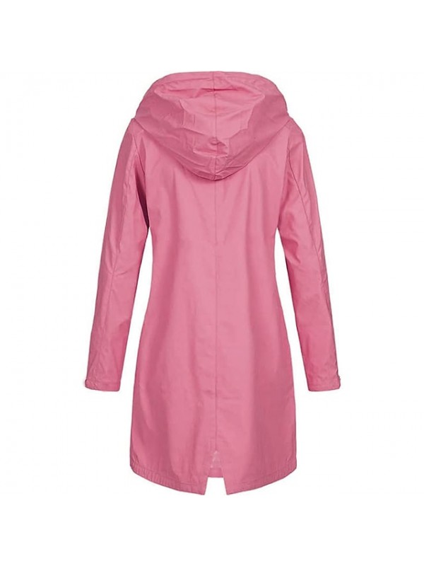 Women's Hoodie Jacket Hiking Windbreaker Spandex Winter Outdoor Solid Color Windproof Quick Dry Front Zipper Lightweight Outerwear Coat Parka Full Length Visible Zipper Camping / Hiking Hunting Ski #8311730