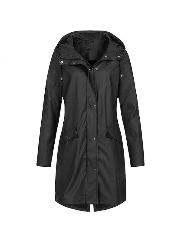 Women's Hoodie Jacket Hiking Windbreaker Spandex Winter Outdoor Solid Color Windproof Quick Dry Front Zipper Lightweight Outerwear Coat Parka Full Length Visible Zipper Camping / Hiking Hunting Ski #8311730