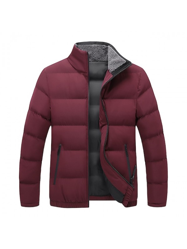 Men's Sports Puffer Jacket Padded Hiking jacket Hiking Windbreaker Winter Outdoor Thermal Warm Windproof Quick Dry Lightweight Outerwear Trench Coat Top Skiing Ski / Snowboard Fishing Blue Red Wine #8791448