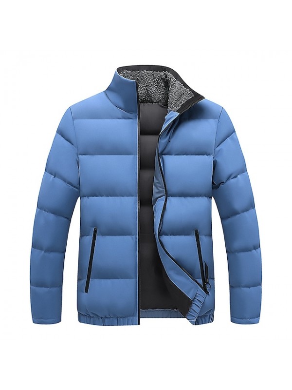 Men's Sports Puffer Jacket Padded Hiking jacket Hiking Windbreaker Winter Outdoor Thermal Warm Windproof Quick Dry Lightweight Outerwear Trench Coat Top Skiing Ski / Snowboard Fishing Blue Red Wine #8791448